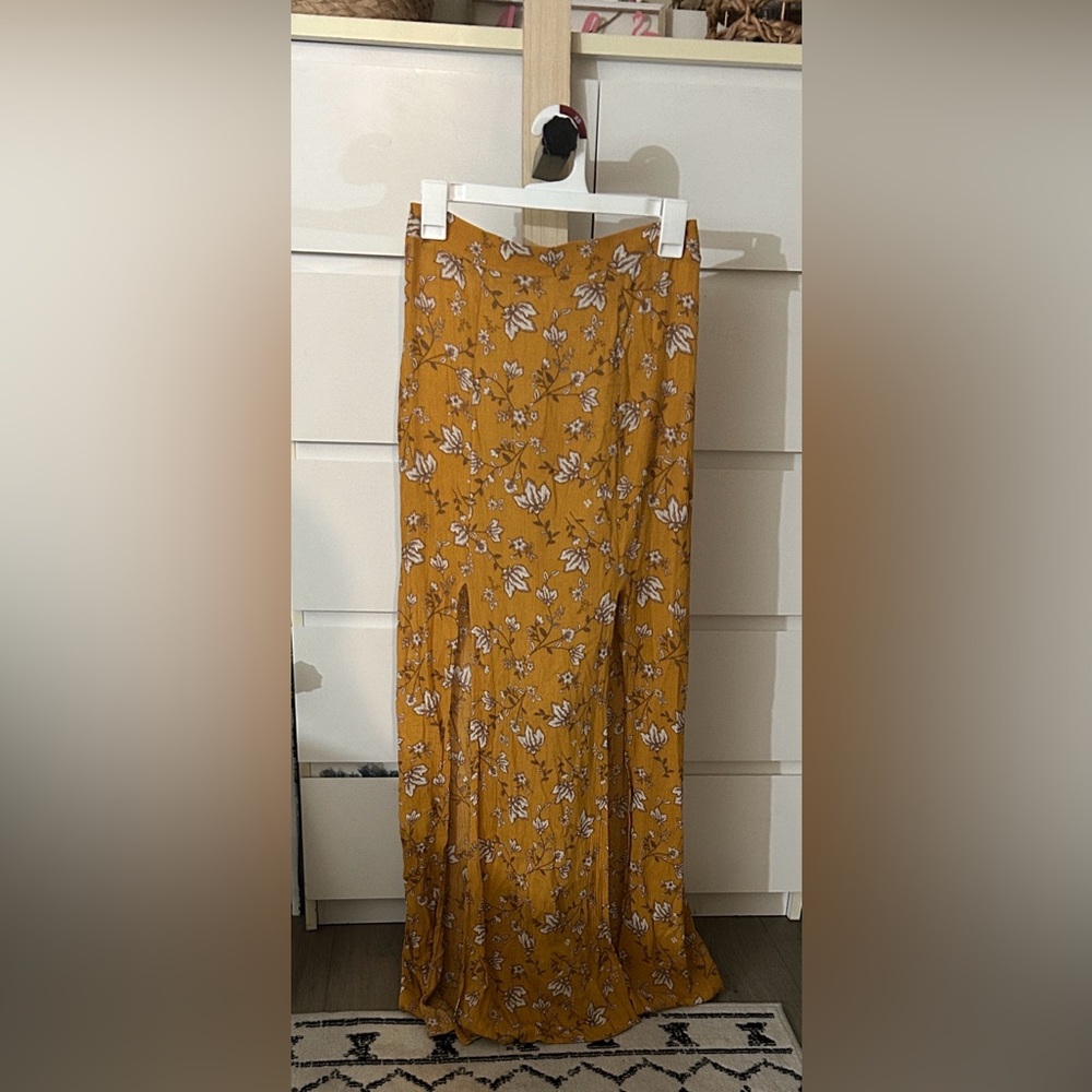 Sky and Sparrow Floral Yellow Maxi Skirt